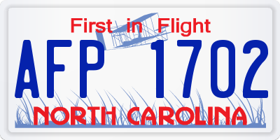 NC license plate AFP1702