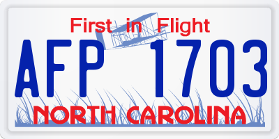 NC license plate AFP1703