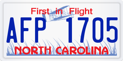 NC license plate AFP1705