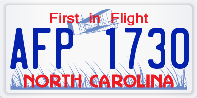 NC license plate AFP1730