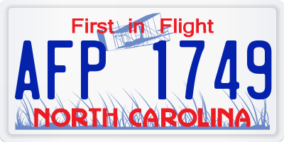 NC license plate AFP1749