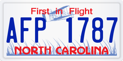 NC license plate AFP1787