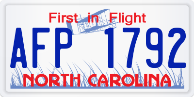 NC license plate AFP1792
