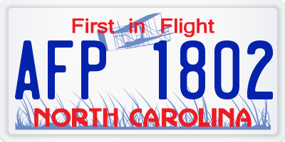 NC license plate AFP1802