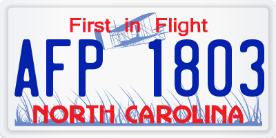 NC license plate AFP1803