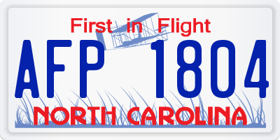NC license plate AFP1804