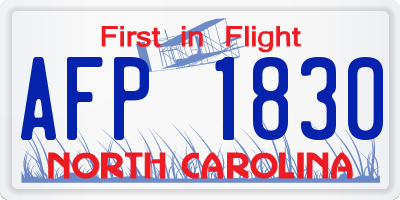 NC license plate AFP1830