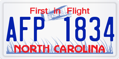 NC license plate AFP1834