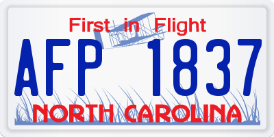 NC license plate AFP1837