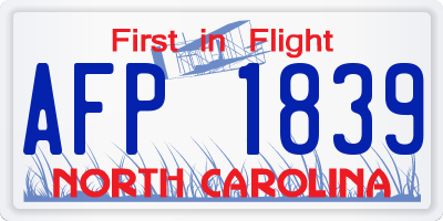 NC license plate AFP1839