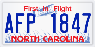 NC license plate AFP1847