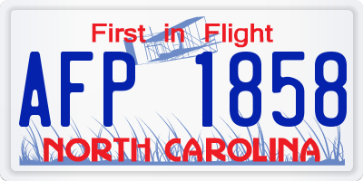 NC license plate AFP1858