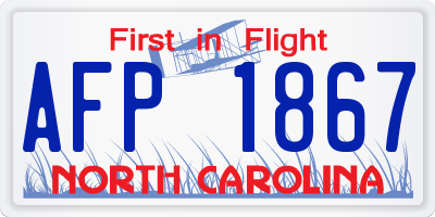 NC license plate AFP1867