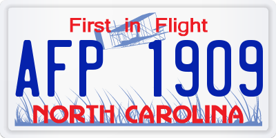 NC license plate AFP1909