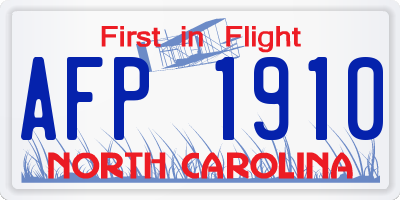 NC license plate AFP1910