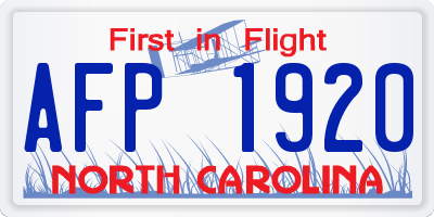 NC license plate AFP1920