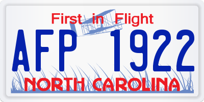 NC license plate AFP1922