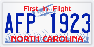 NC license plate AFP1923