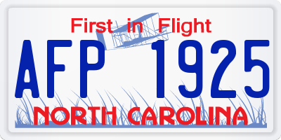 NC license plate AFP1925