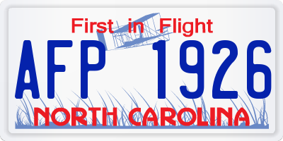 NC license plate AFP1926
