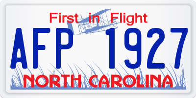 NC license plate AFP1927