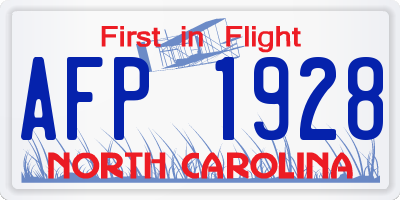 NC license plate AFP1928
