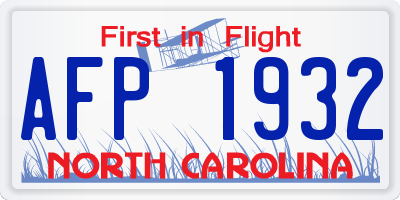 NC license plate AFP1932