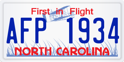 NC license plate AFP1934