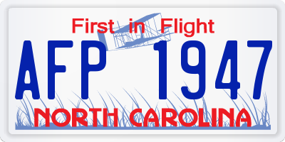 NC license plate AFP1947