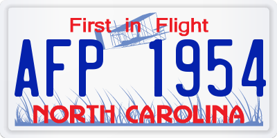 NC license plate AFP1954