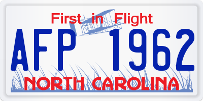 NC license plate AFP1962