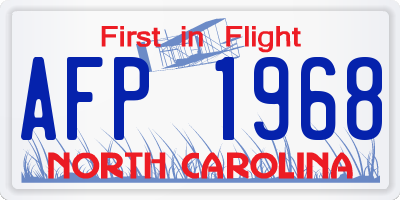 NC license plate AFP1968