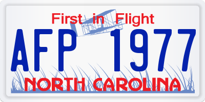 NC license plate AFP1977
