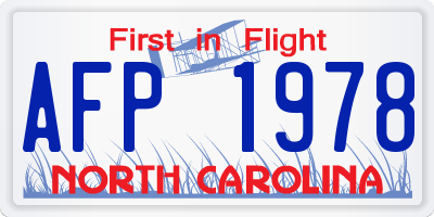 NC license plate AFP1978