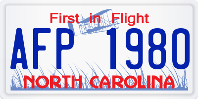 NC license plate AFP1980
