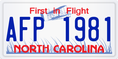 NC license plate AFP1981