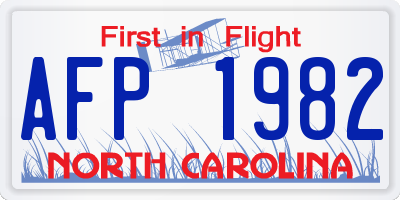 NC license plate AFP1982