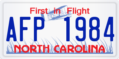 NC license plate AFP1984