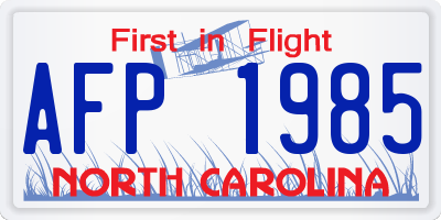 NC license plate AFP1985