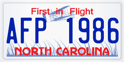 NC license plate AFP1986