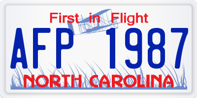 NC license plate AFP1987