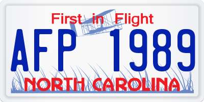 NC license plate AFP1989