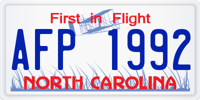 NC license plate AFP1992