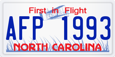NC license plate AFP1993