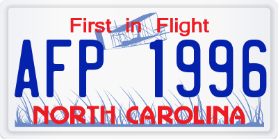 NC license plate AFP1996