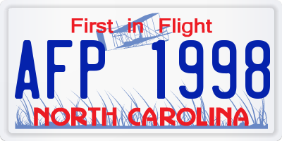 NC license plate AFP1998