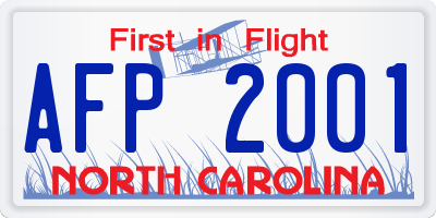 NC license plate AFP2001