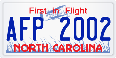 NC license plate AFP2002