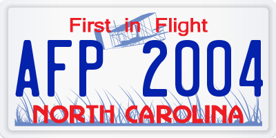 NC license plate AFP2004
