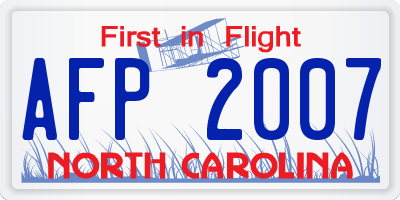NC license plate AFP2007